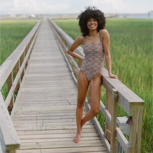 Minnow Checker Tree print One-Piece Swimsuit